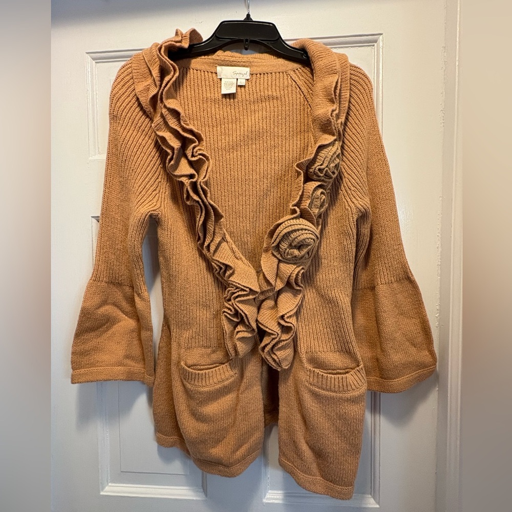 ** Spiegel Ruffled Cardigan Sweater